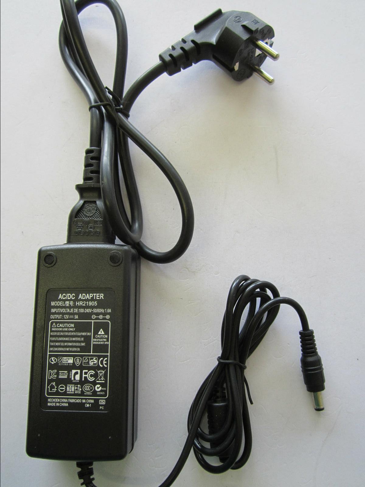 12.0V 12V 5.0A 5A AC-DC Switching Adaptor Power Supply 5.5mmx2.1mm/2 ...