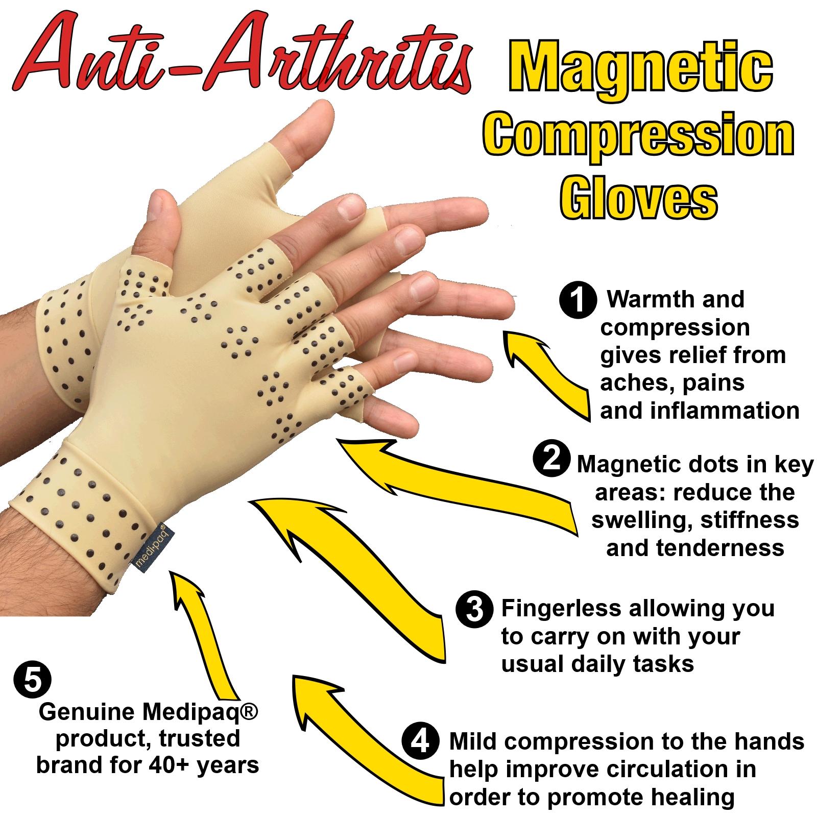 Magnetic Arthritis Gloves Compression Support Fingerless Hand Wrist