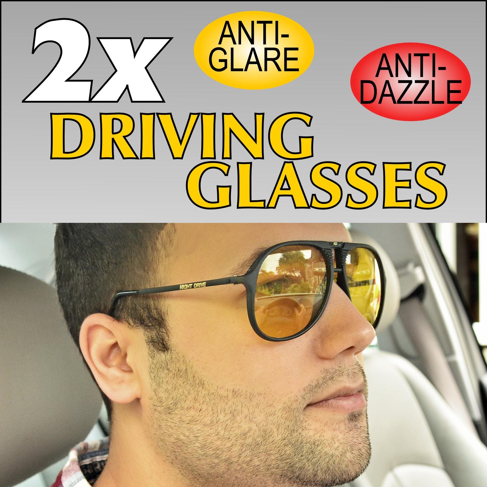 Night Driving Glasses X 2 Yellow Clip On Anti Glare Day Time Vision Polarised Uk Ebay