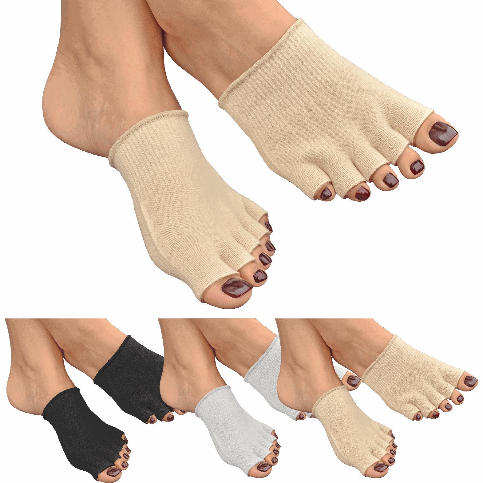 Womens Gel Toe Socks Moisturising Cotton Split Separator Five Finger ...