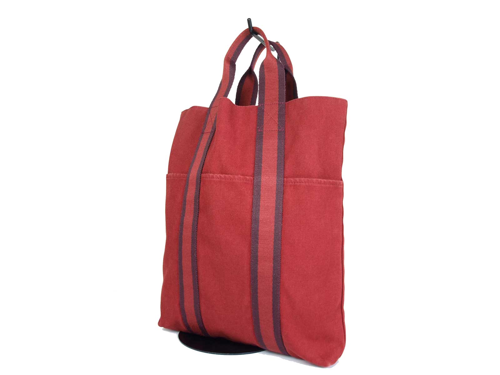 HERMES Fourre Tout Red Canvas Tote Bag HF16599L