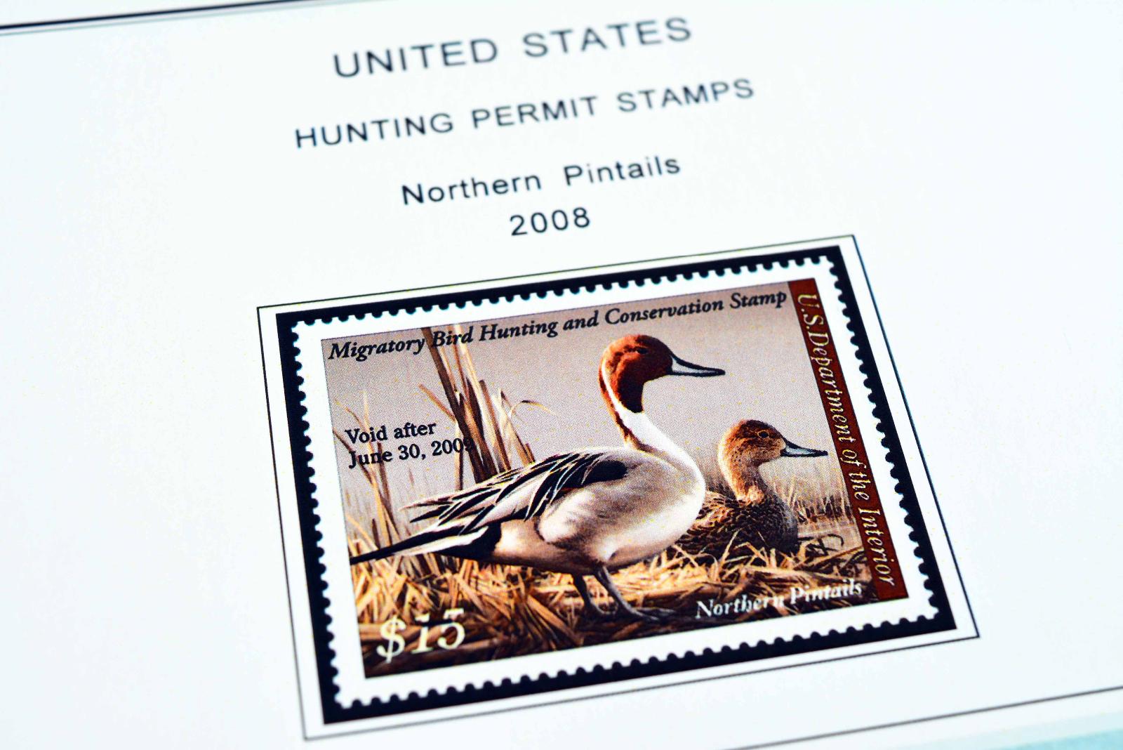 COLOR PRINTED USA FEDERAL DUCK 1934-2020 STAMP ALBUM PAGES (46 illustr