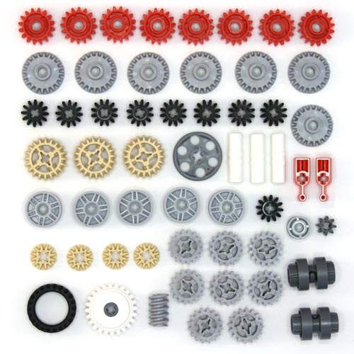 Lego 57x Technic Gears Cogs Wheels Worms Clutch Pulley Gearbox Conical ...