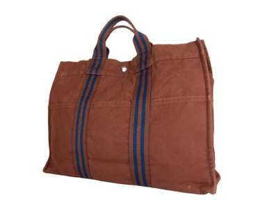 HERMES Fourre Tout MM Brown Canvas Tote Bag HF17062L