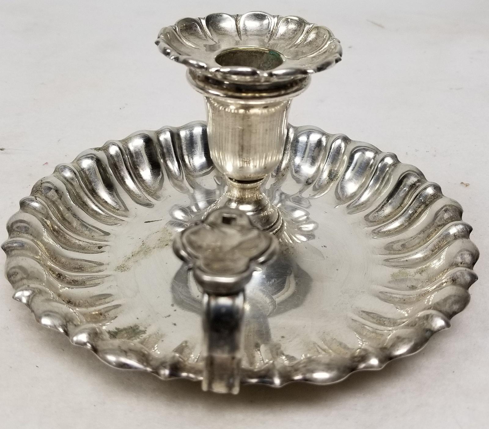 Antique Sheffield Silver Plate Candlestick Holder Unmarked Decorative