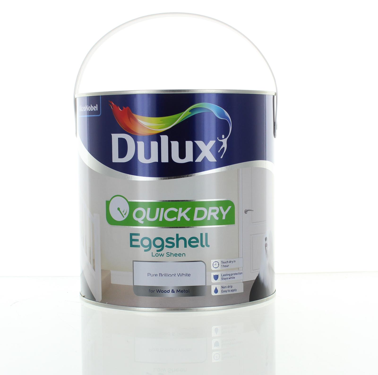  Dulux  Quick Dry Eggshell  Pure Brilliant White Paint  2 5L 