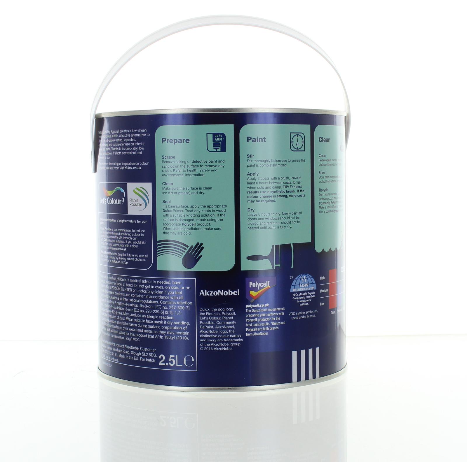  Dulux  Quick Dry Eggshell  Pure Brilliant White Paint  2 5L 