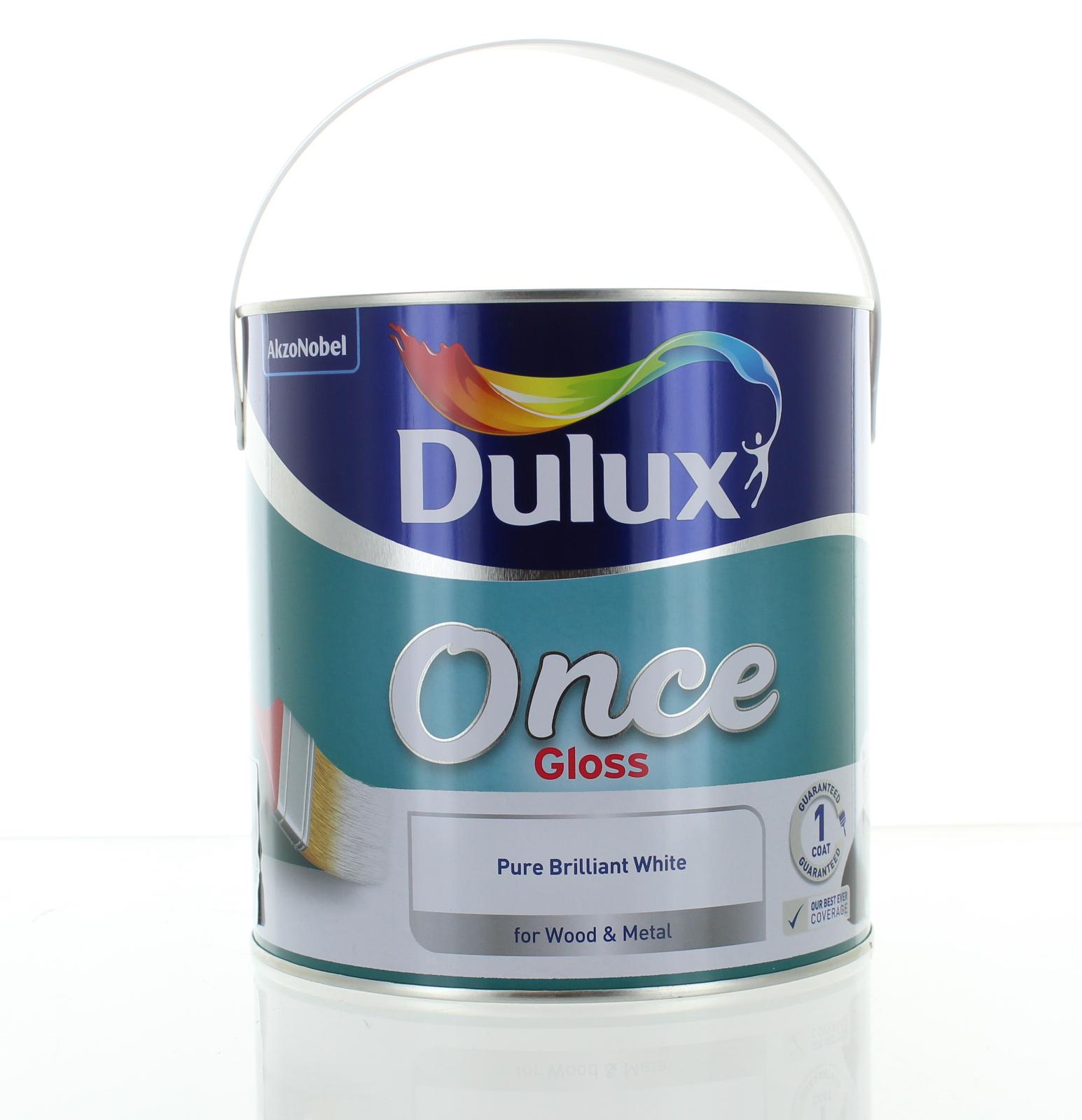  Dulux  Once Gloss Pure Brilliant White Paint  2 5L Wood 