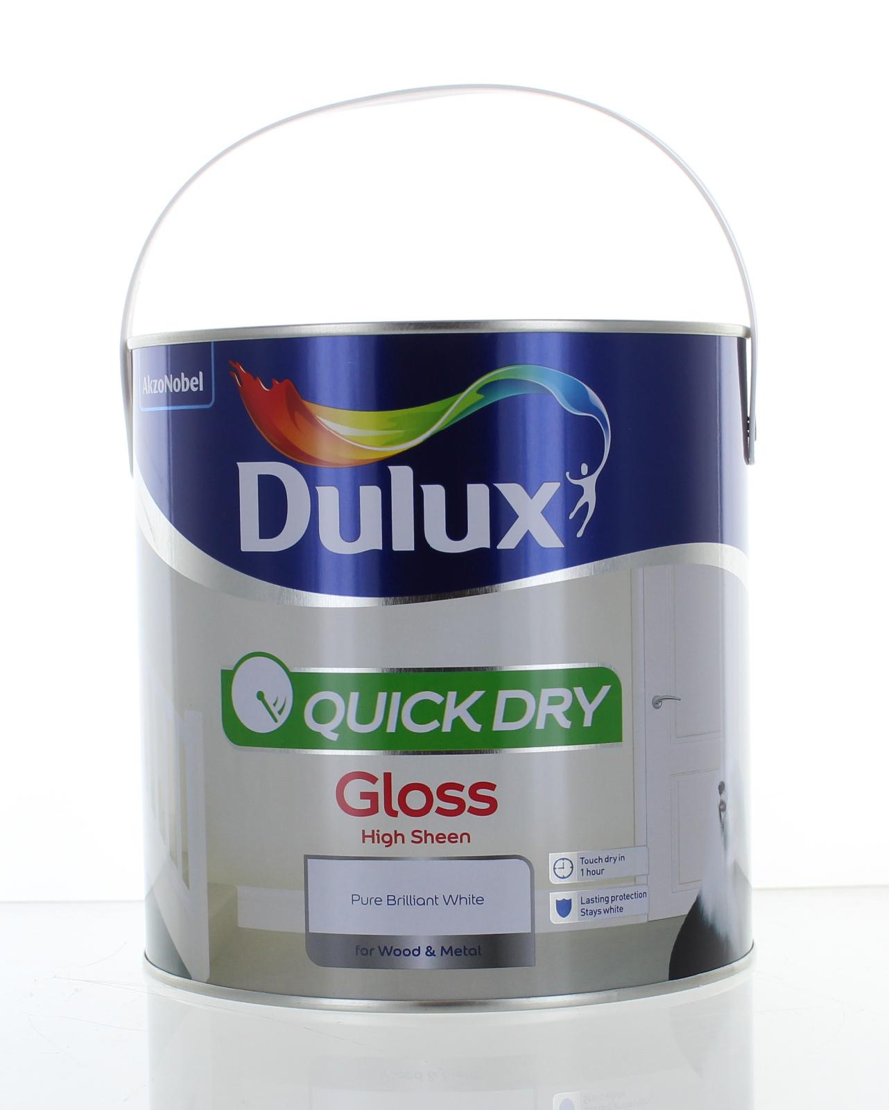 Dulux Quick Dry Gloss Pure Brilliant White Paint 2.5LWood/Metal