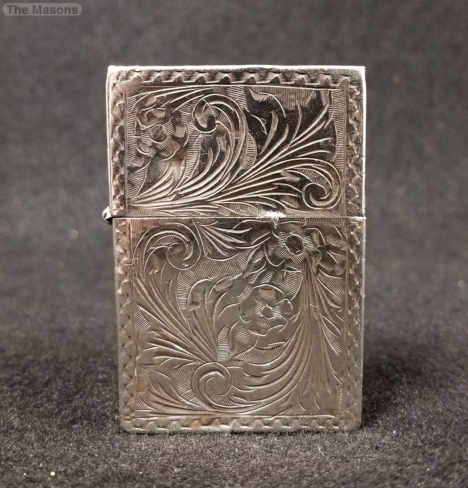 Chased Engraved 800 Silver Zippo Cigarette Lighter Marked Insert | eBay