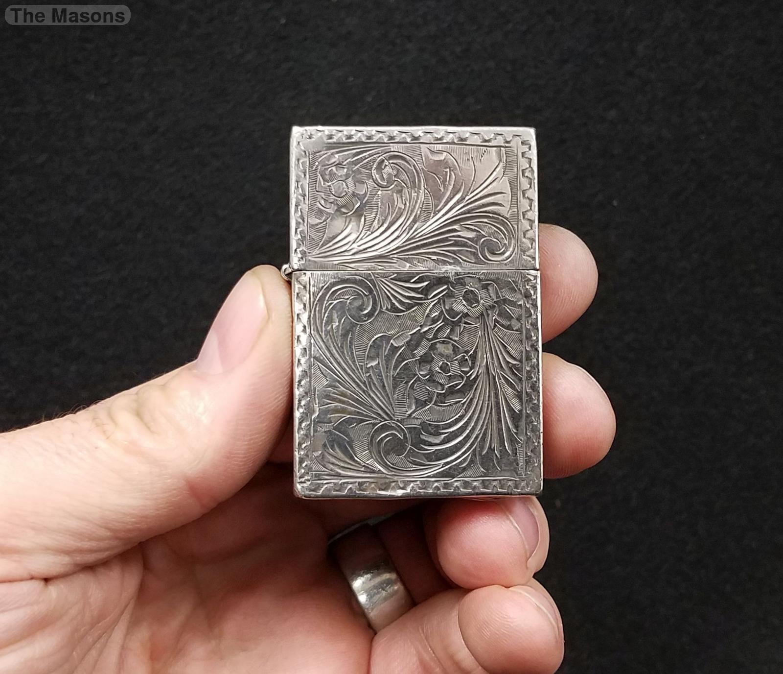 Chased Engraved 800 Silver Zippo Cigarette Lighter Marked Insert eBay