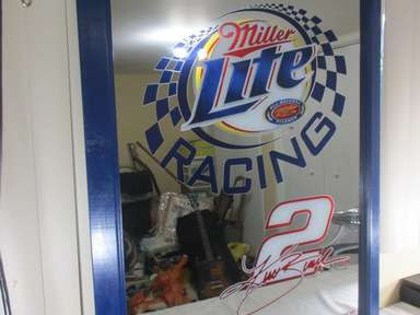 Vintage Miller Lite KURT BUSCH RACING #2 SIGNED Mirrored Bar Beer