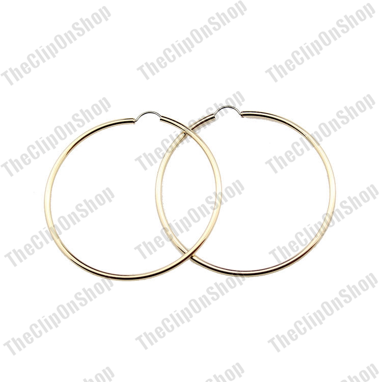 【MONDAY EDITION】Plain Big Hoop Earrings / ピアス PIERCED or CLIP ON 60mm 50mm GOLD SILVER FASHION HOOPS
