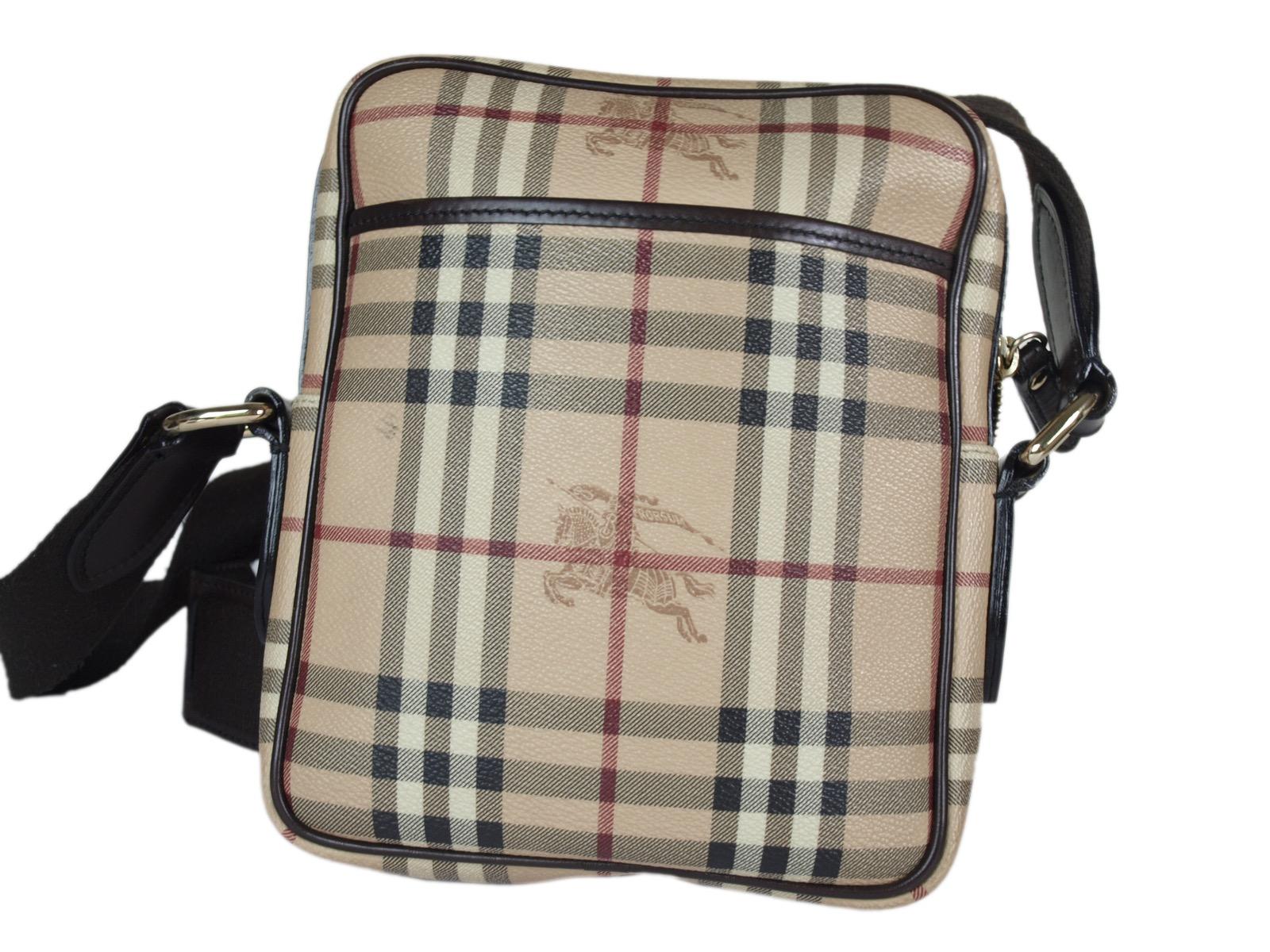 BURBERRY PVC Canvas Leather Beige Crossbody Shoulder Bag BS0436 | eBay