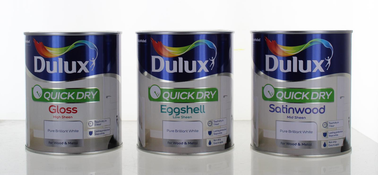 Dulux Quick Dry Gloss/Satinwood/Eggshell Pure Brilliant White 750ML