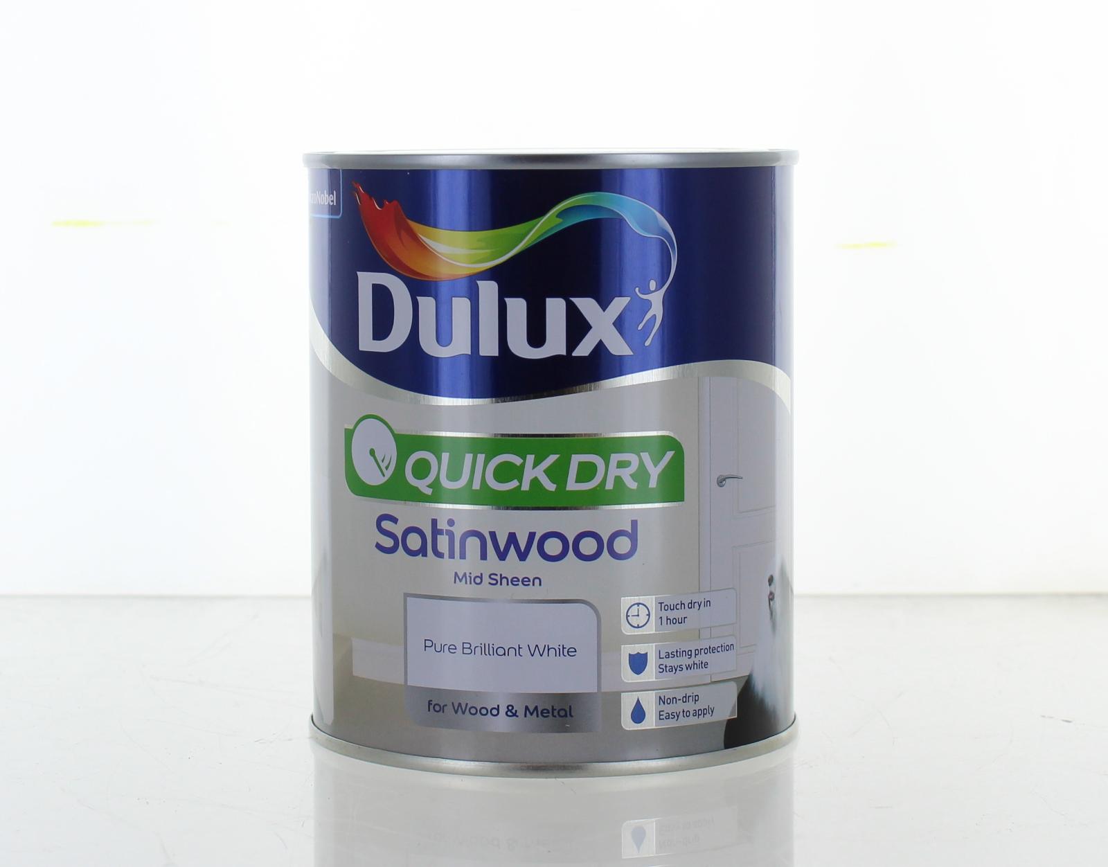 Dulux Quick Dry Gloss/Satinwood/Eggshell Pure Brilliant White 750ML