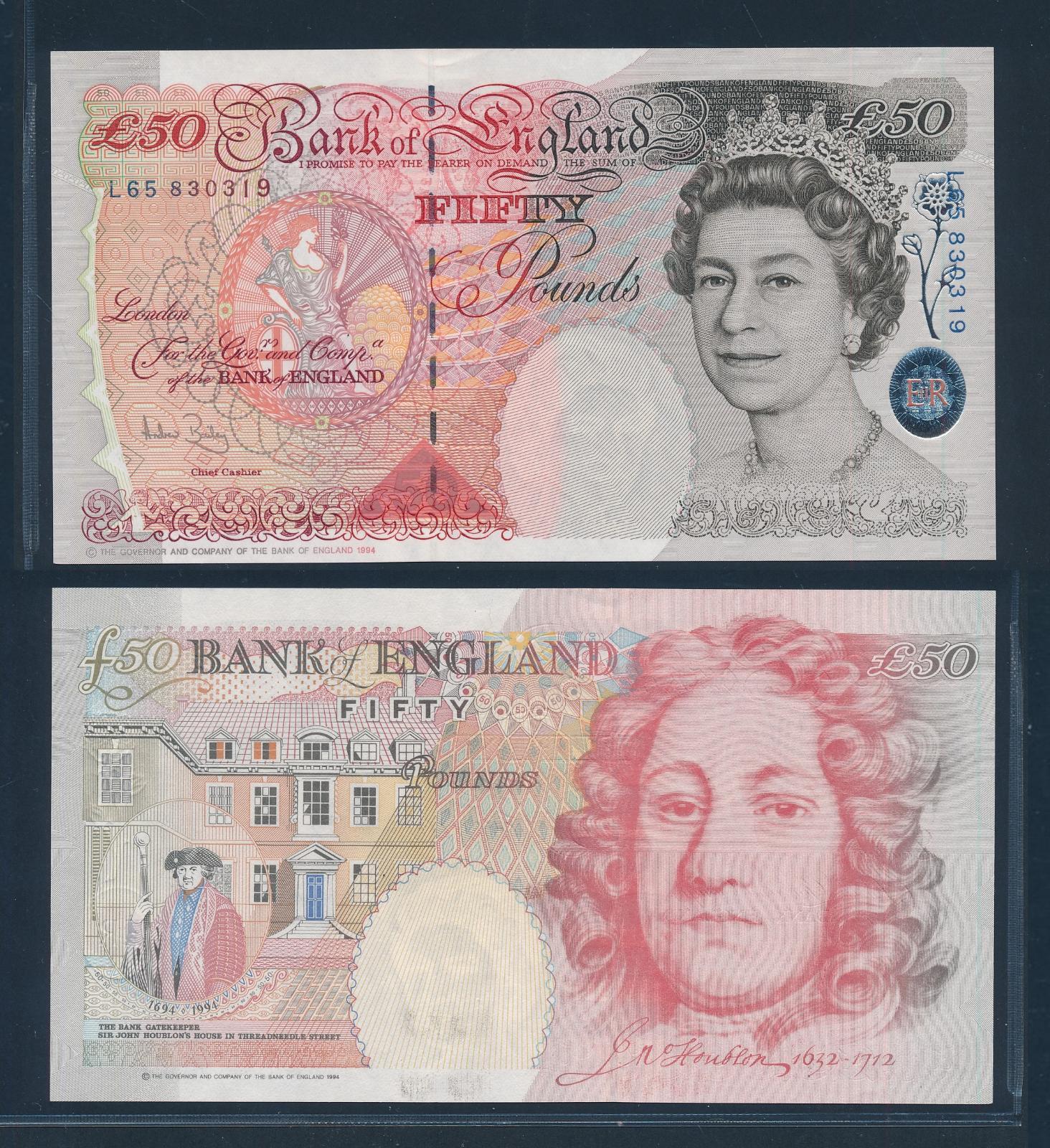 [103557] Great Britain 1994 50 Pounds Bank Note Sign. Bailex UNC P388c ...