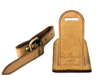 Auth Louis Vuitton Brown / Tan Leather Luggage accessories Name Tag France Used | eBay