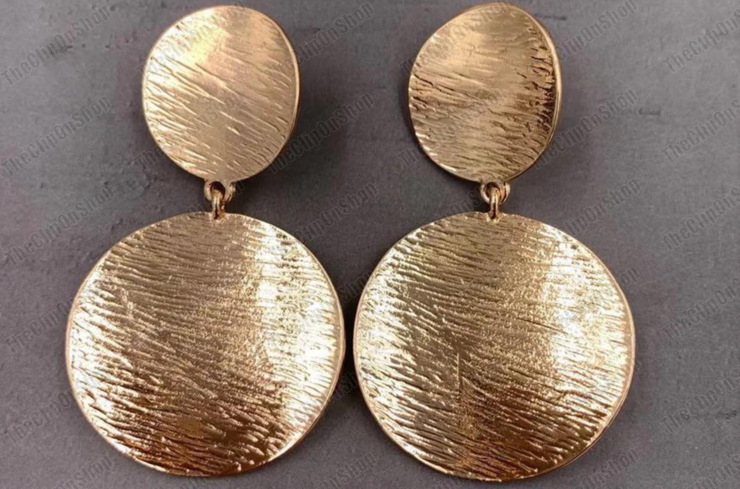 Retro Clip On Huggie Earrings - Silver Plated Rope Weave Open Link - Non-Pierced
