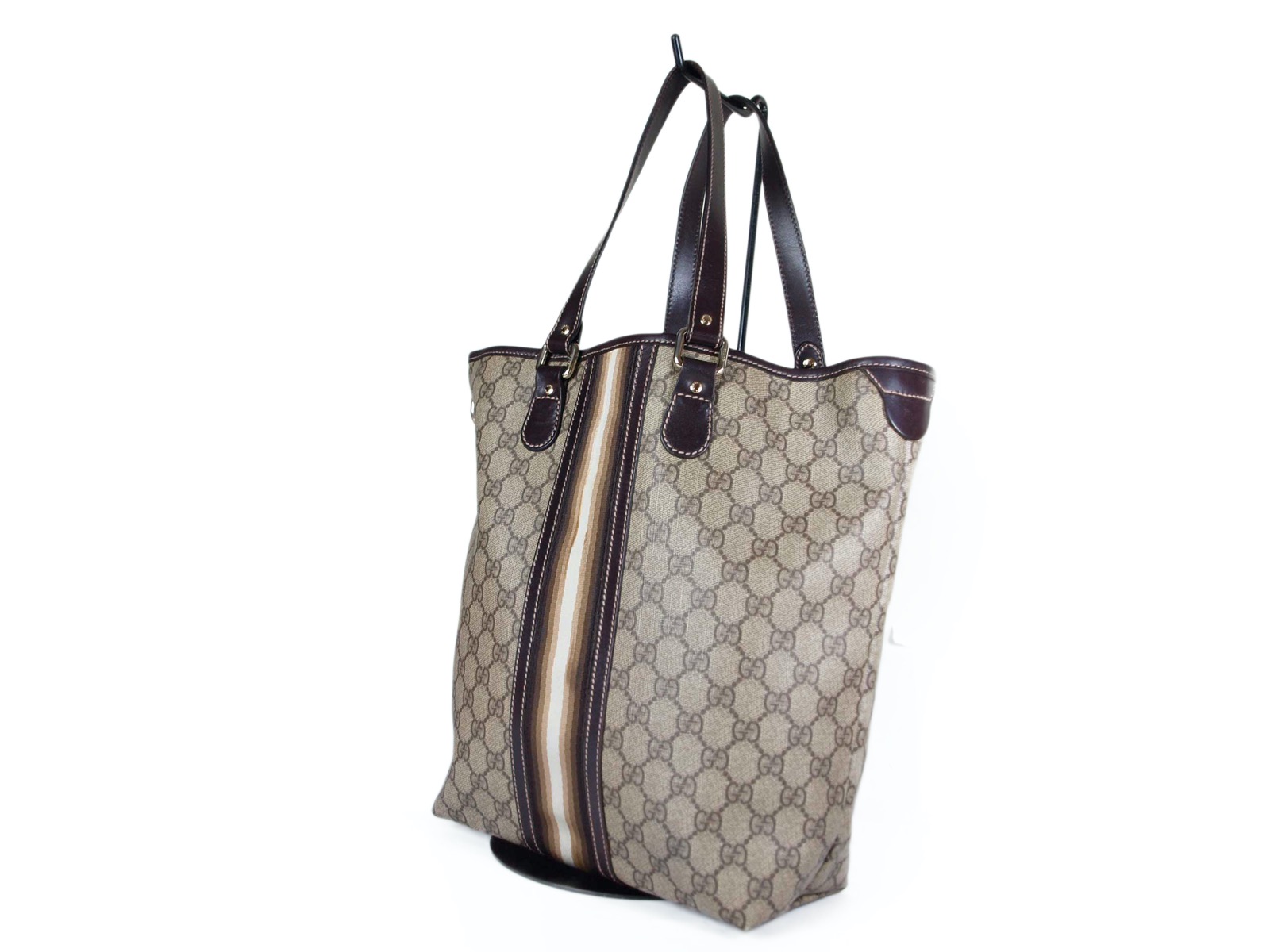 GUCCI GG Web PVC Canvas Leather Browns 