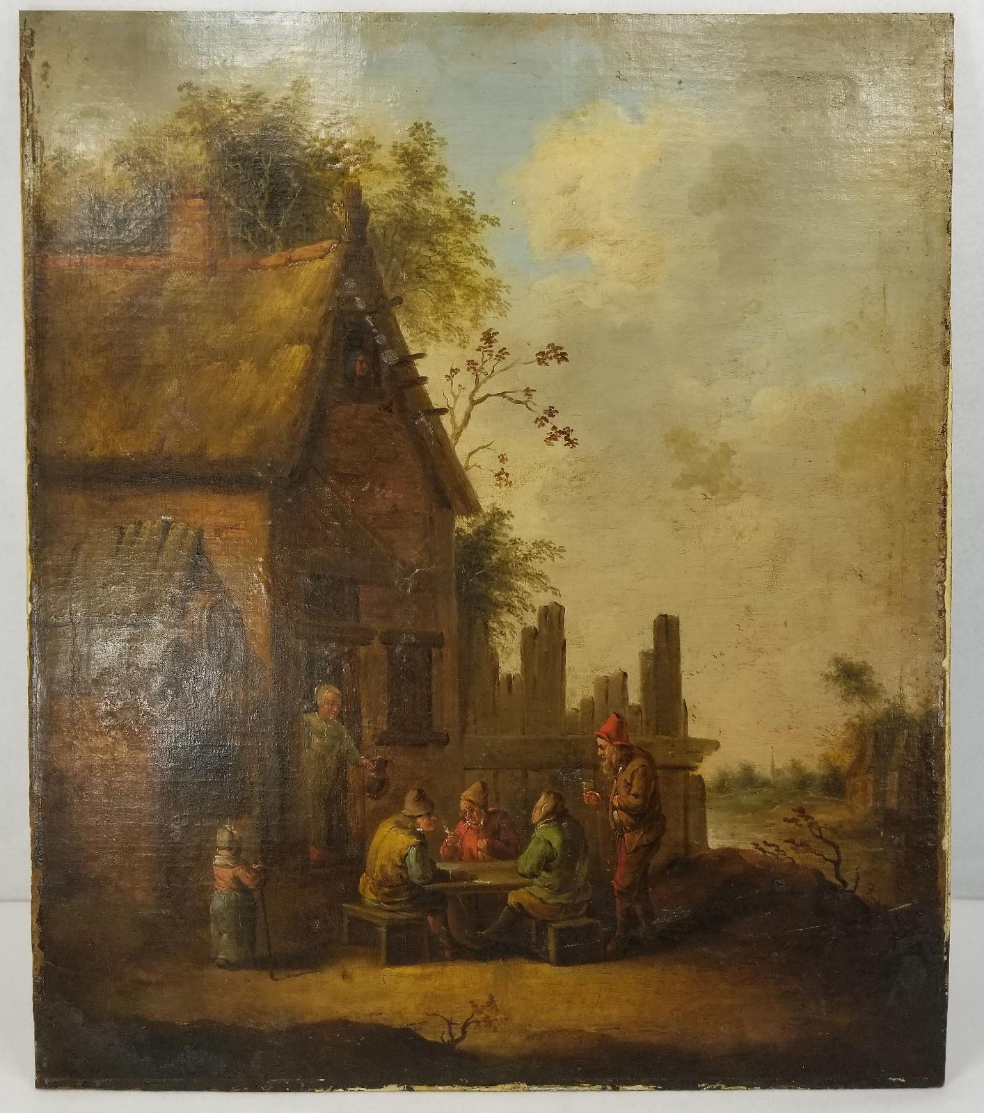 Antique 17th/18th Century Dutch Old Master Village Landscape Oil ...