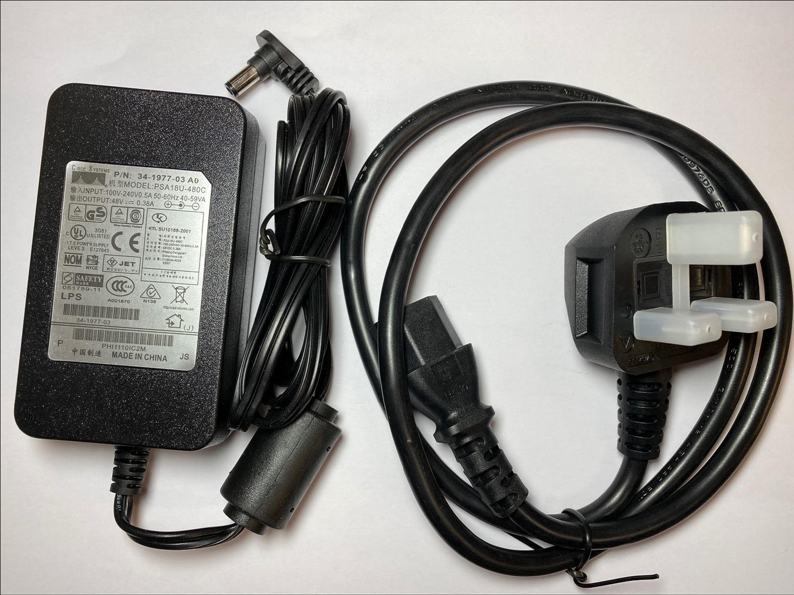 48V AC/DC Adapter Replacement for Cisco Aironet 1700 2700 3700 3700i AIR-CAP3702I-A-K9 B-K9 R-K9 E-K9 AIR-LAP1142N-A-K9 AIR-CAP1702I-A-K9 B-K9 AIR-CAP2702I-A-K9 LAP1142 Access Point AP