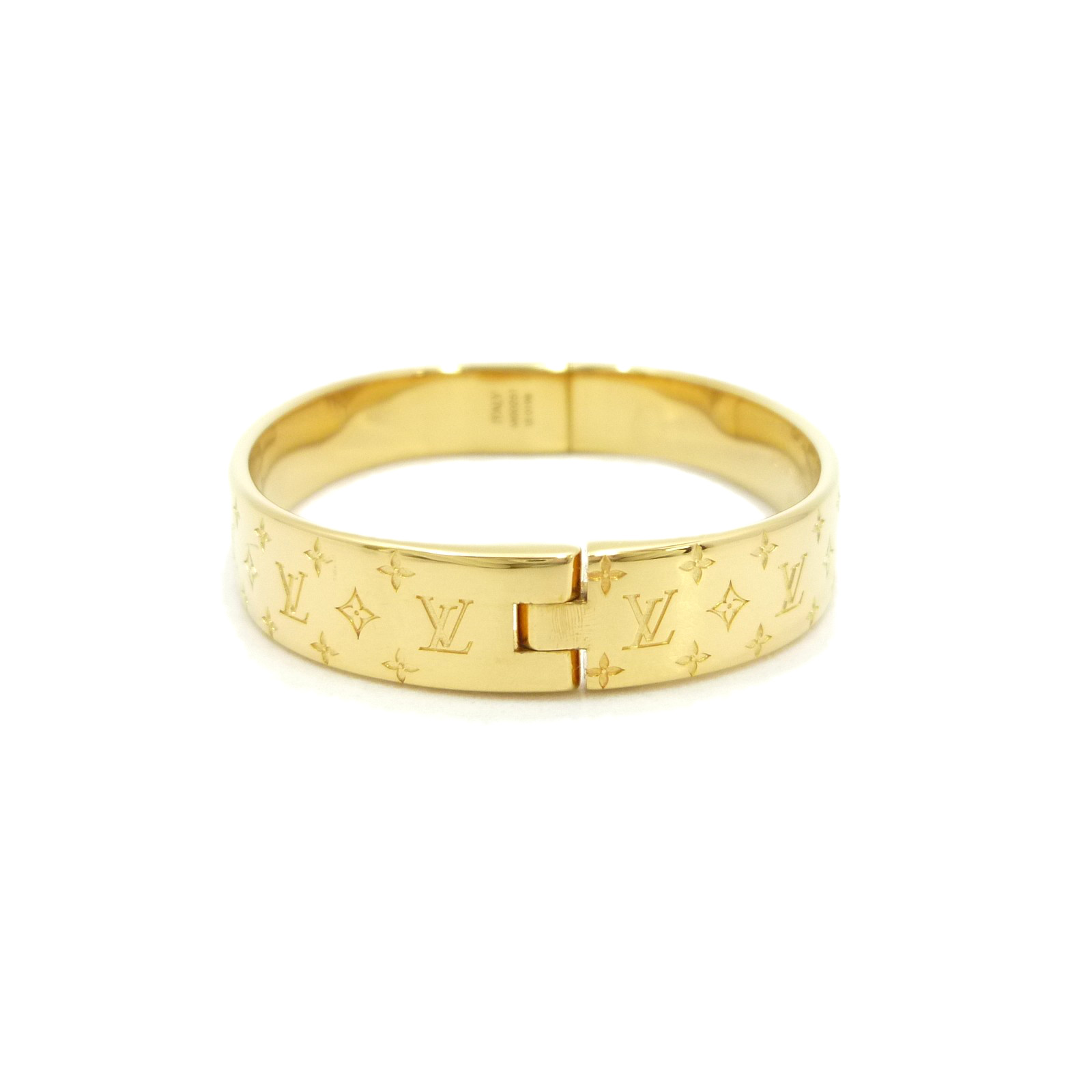 Authentic LOUIS VUITTON Manchette Nanogram Cuff Bracelet Gold M00251 # ...