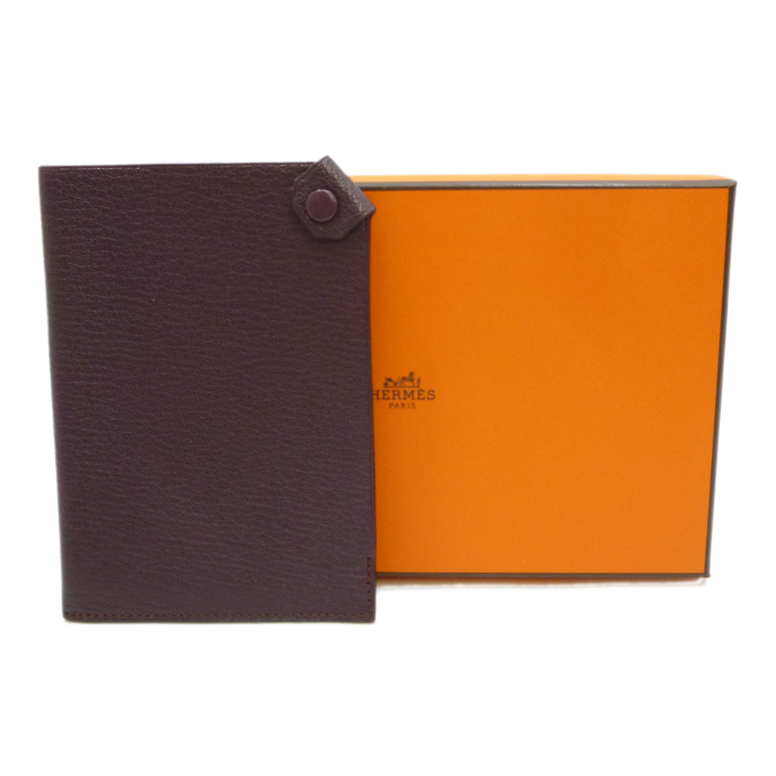Authentic HERMES Tarmac PM Passport Case Holder Purple Leather #S406012 ...