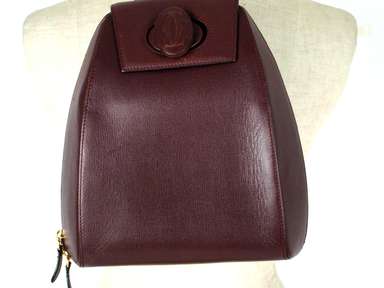 CARTIER Must De Bordeaux Burgandy Leather Backpack Bag CARTIER Must De Bordeaux Burgandy Leather Backpack Bag