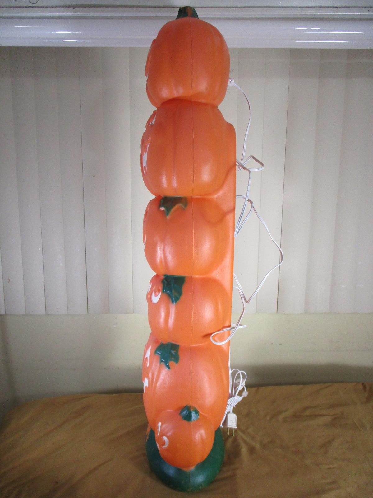 Vintage Stacked Pumpkin Jack O Lantern Lighted Halloween Blow Mold 5