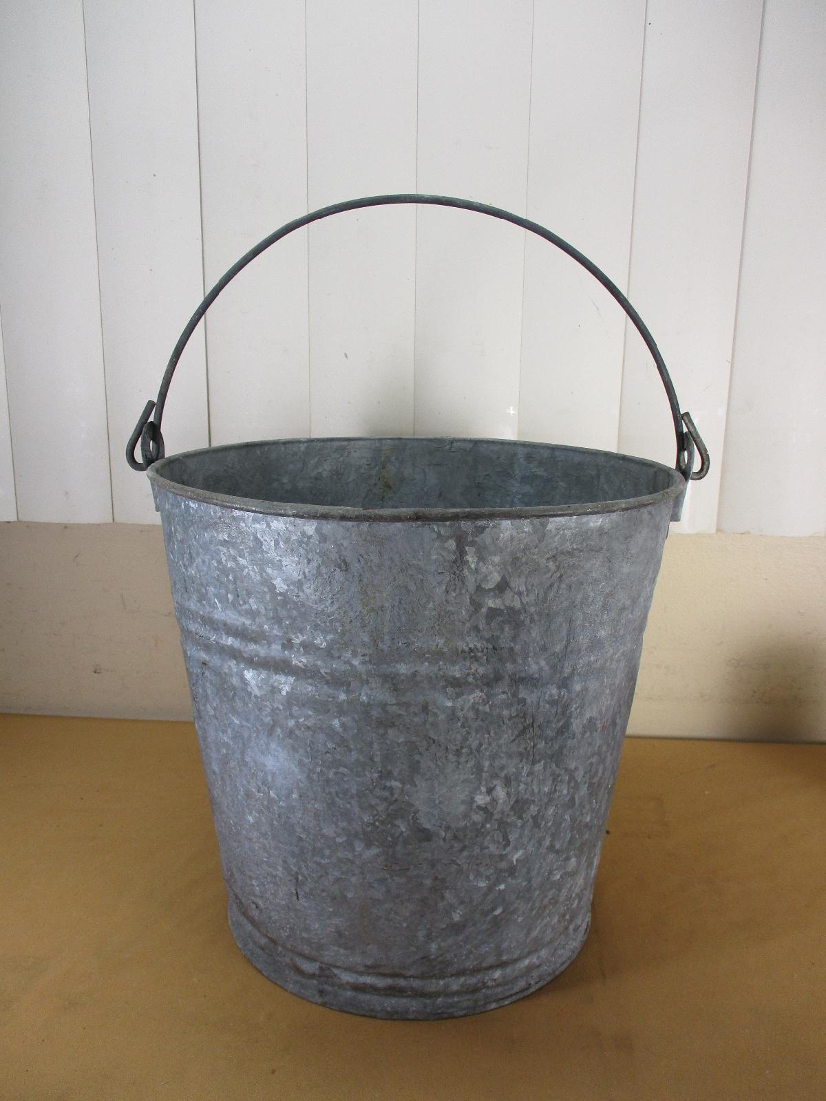 Vintage Lawson 14 Quart Galvanized Steel Zinc Bucket Pale No.142 w