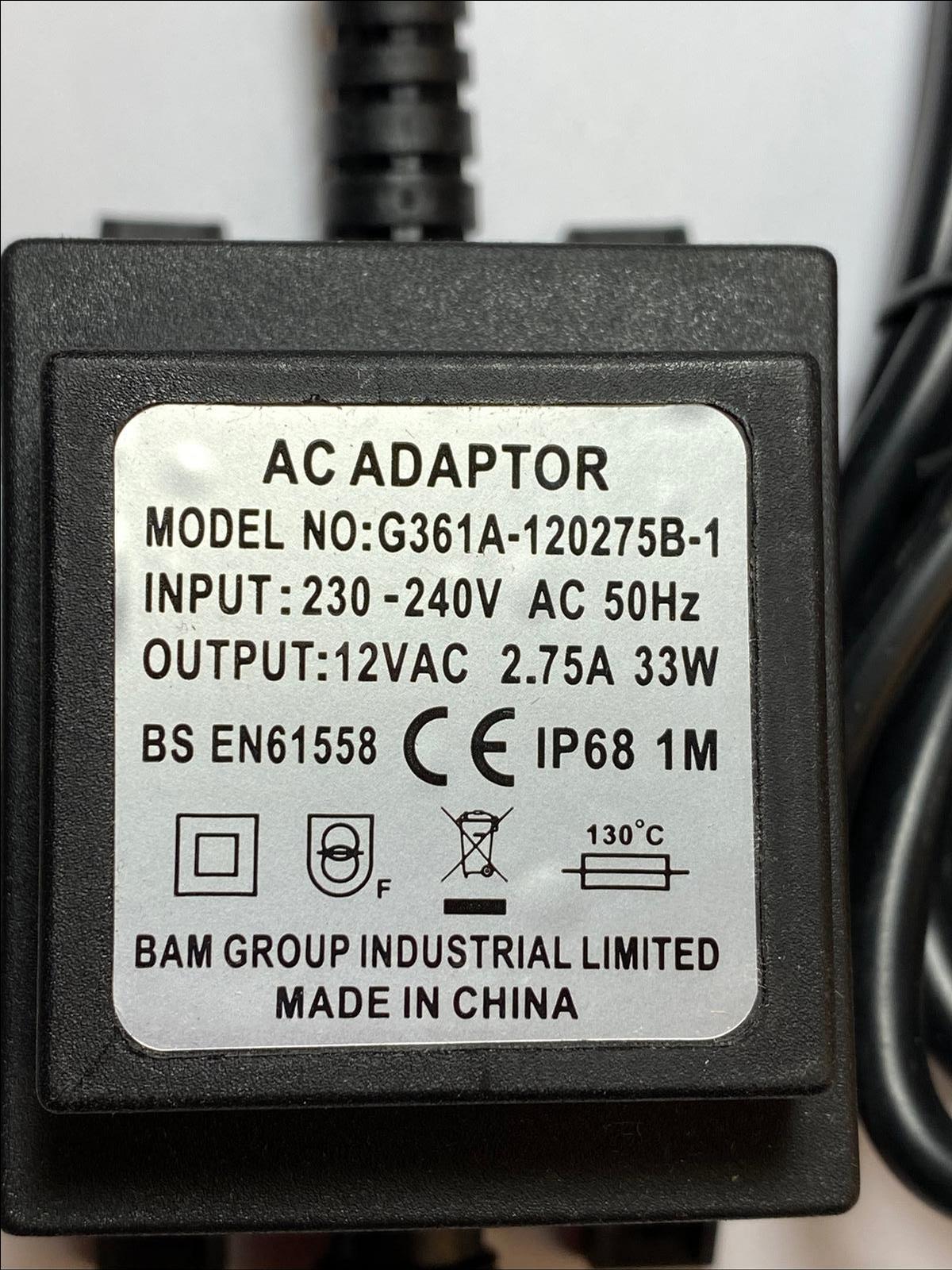 Replacement 12V AC-AC Adaptor Transformer input 230/240 ac 50hz