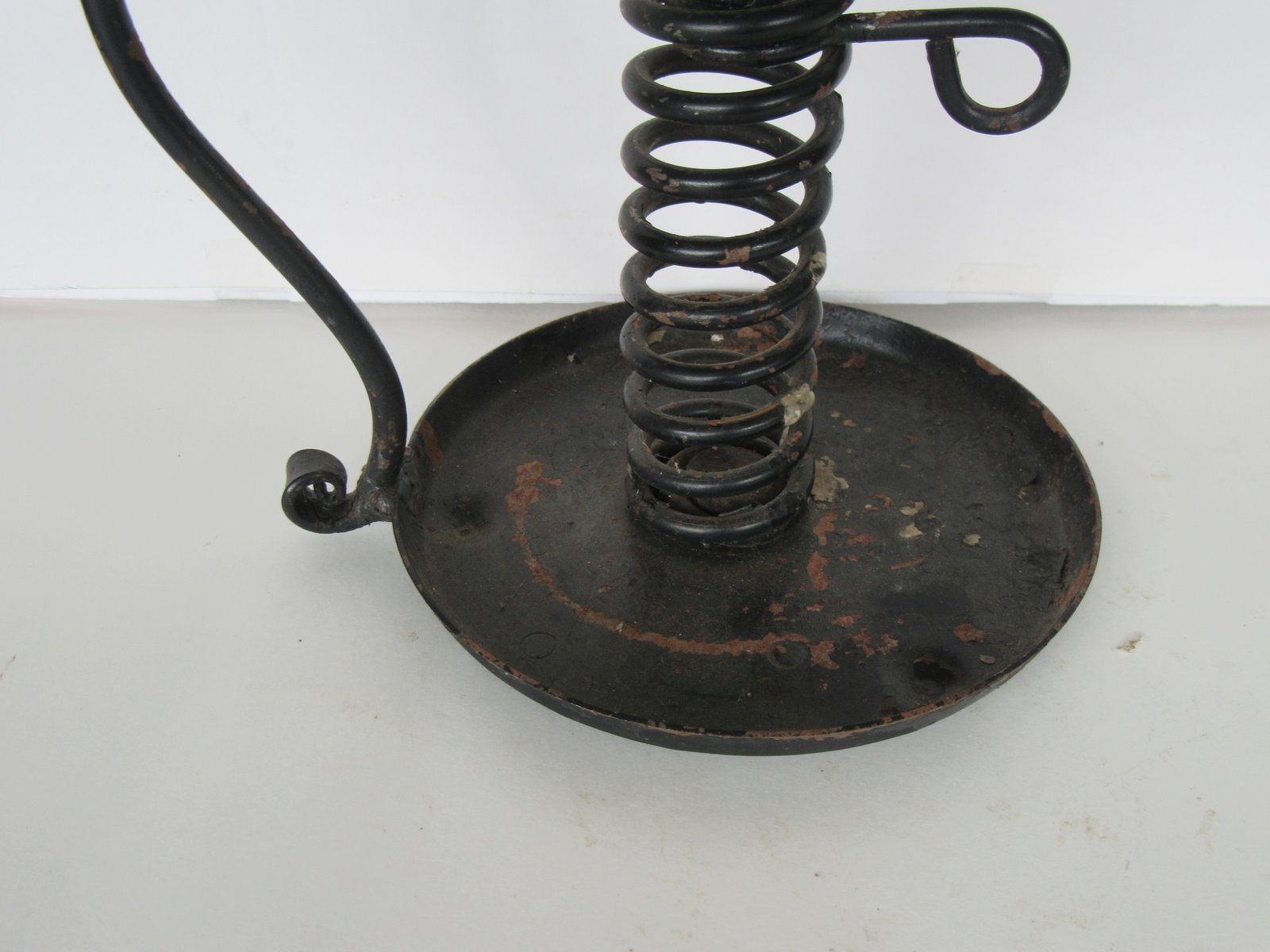 Vintage Unique Hand Crafted Cast Iron Spiral Adjustable Candle Holder w