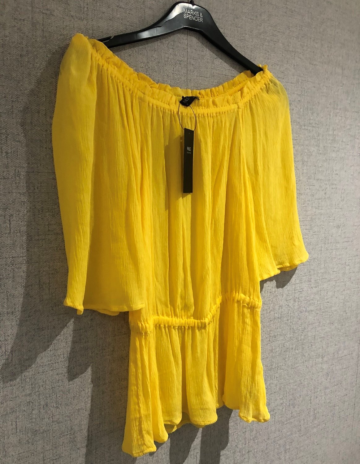 Marks & Spencer Yellow Size 10 Square Neck Flared Short Sleeve Blouse ...