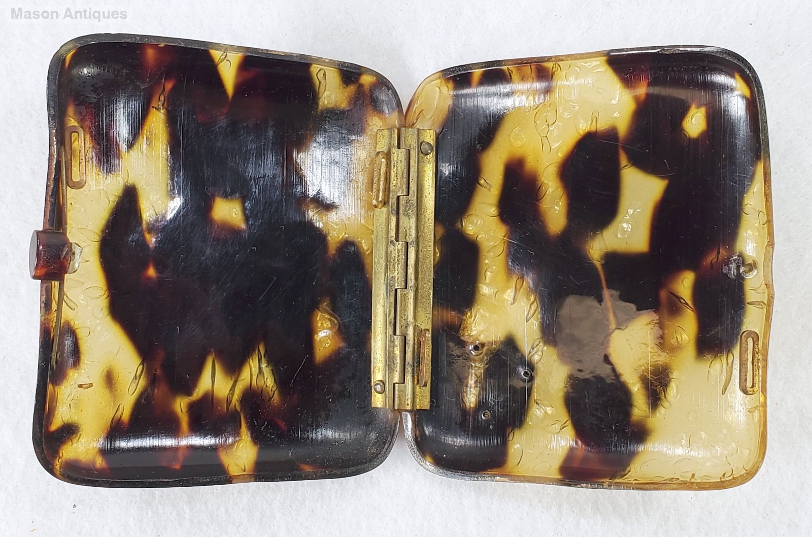 tortoiseshell cigarette case Antique Faux Tortoise Shell Cigarette Case with 9k Gold Monogram as is