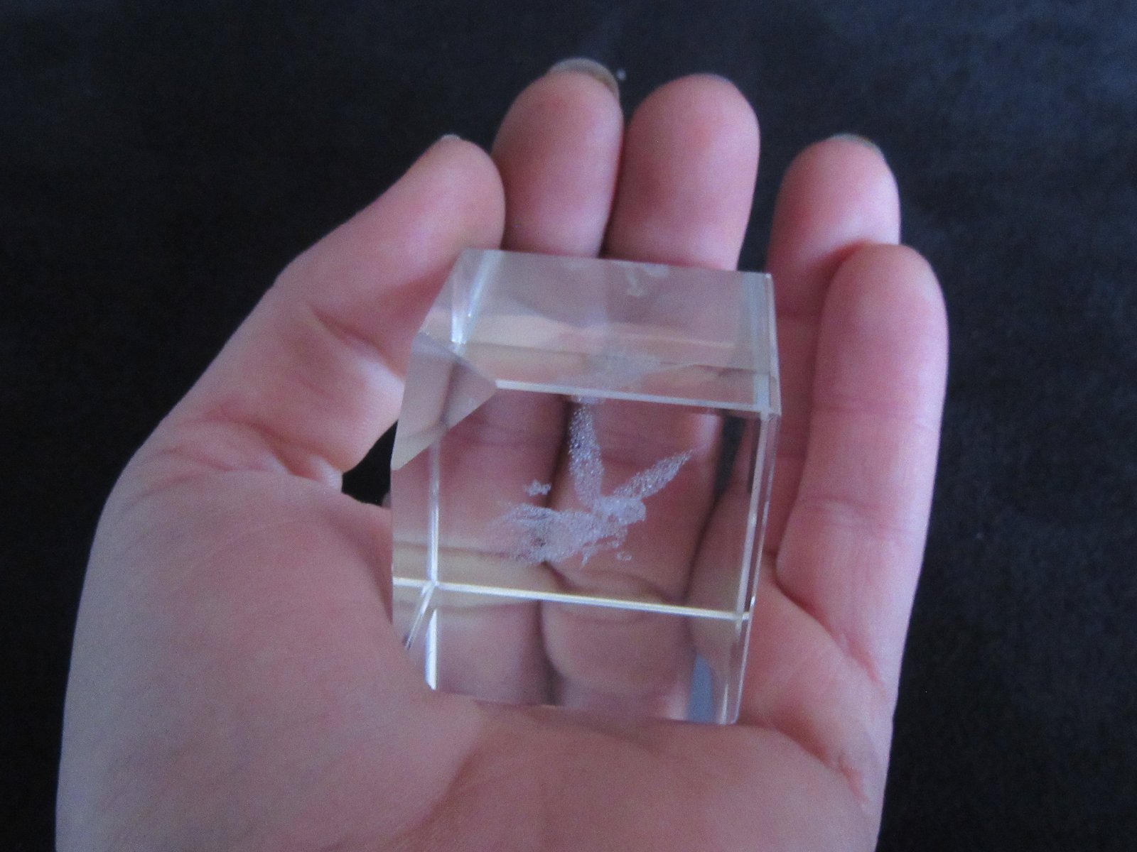 Crystal Clear Glass Cube Fairy Laser Etched Paperweight eBay