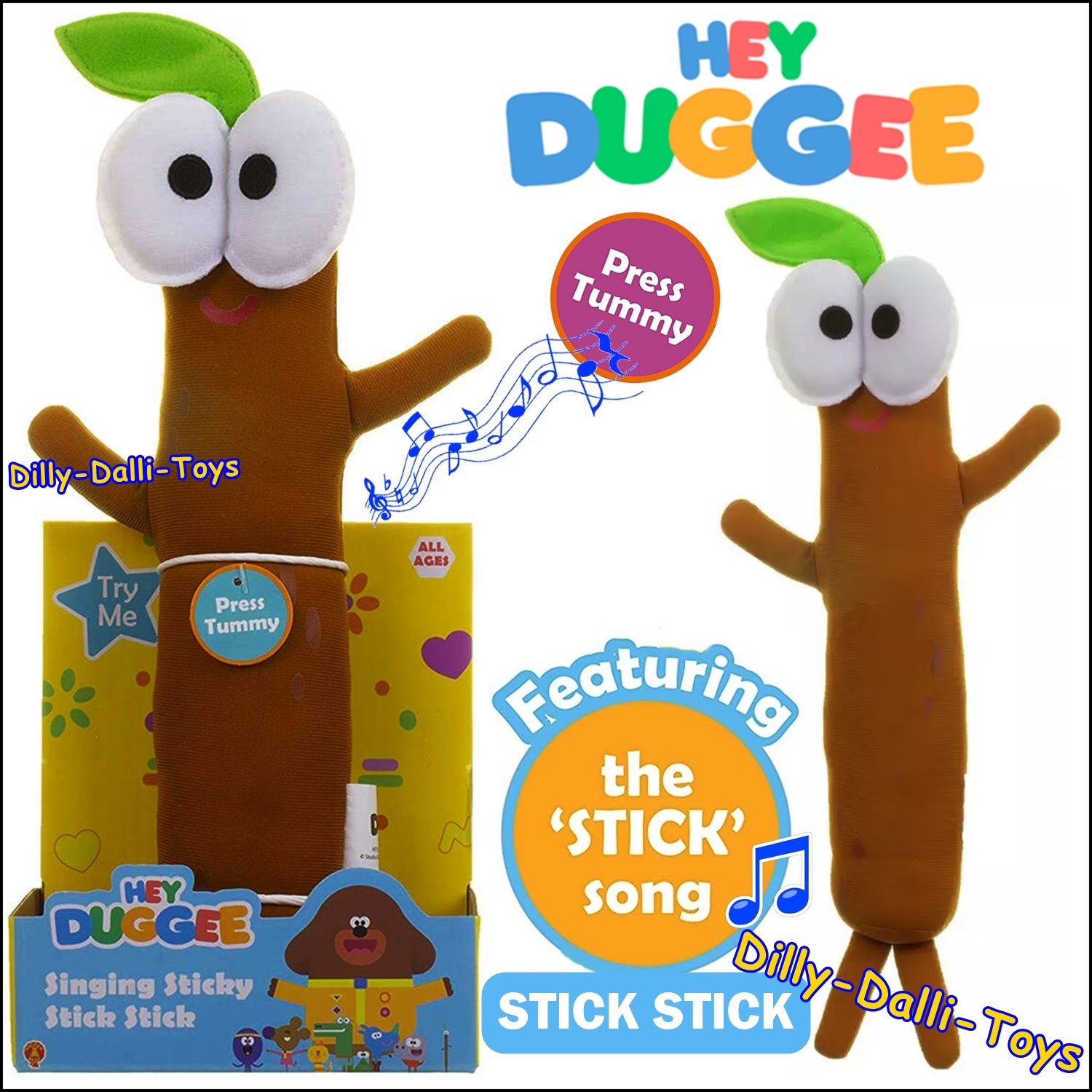 hey duggee 2011 singing sticky stick soft toy