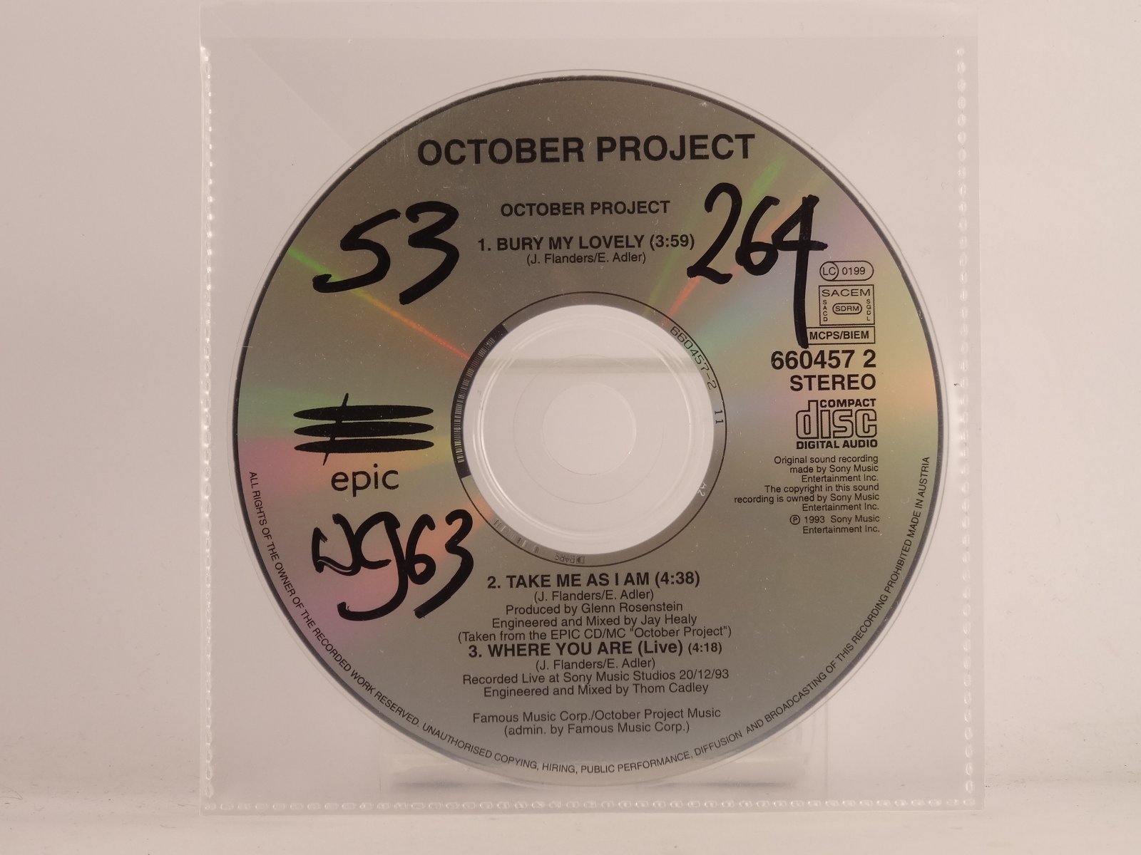 October Project Discography OCTOBER PROJECT BURY MY LOVELY (X5) 3 Track CD Single Plastic Sleeve ...
