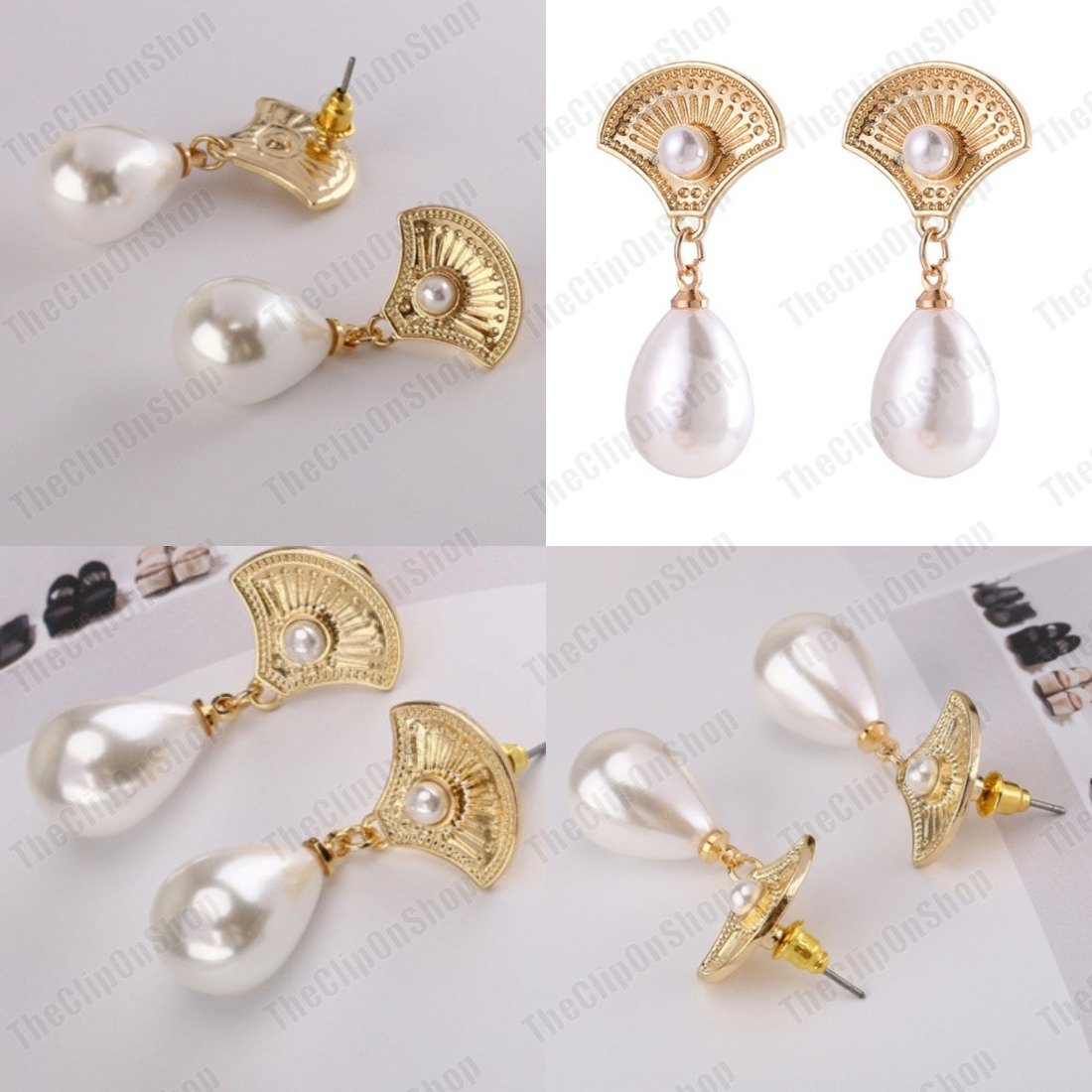 ピアス Pearl Drop Clip-On Earrings Pearl Clip on Earrings Dangle Clip on Earrings Long Clip on