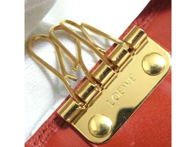 Authentic Loewe 1846 Red Leather Key Case 4 Hooks Good Authentic Loewe 1846 Red Leather Key Case 4 Hooks Good