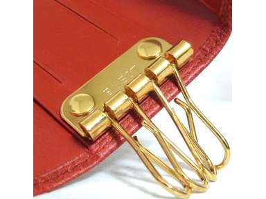 Authentic Loewe 1846 Red Leather Key Case 4 Hooks Good Authentic Loewe 1846 Red Leather Key Case 4 Hooks Good