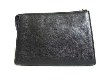 Authentic CELINE Black Leather Cosmetic bag Make up Pouch