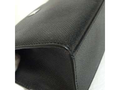 Authentic CELINE Black Leather Cosmetic bag Make up Pouch Made in
