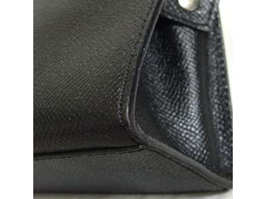 Authentic CELINE Black Leather Cosmetic bag Make up Pouch