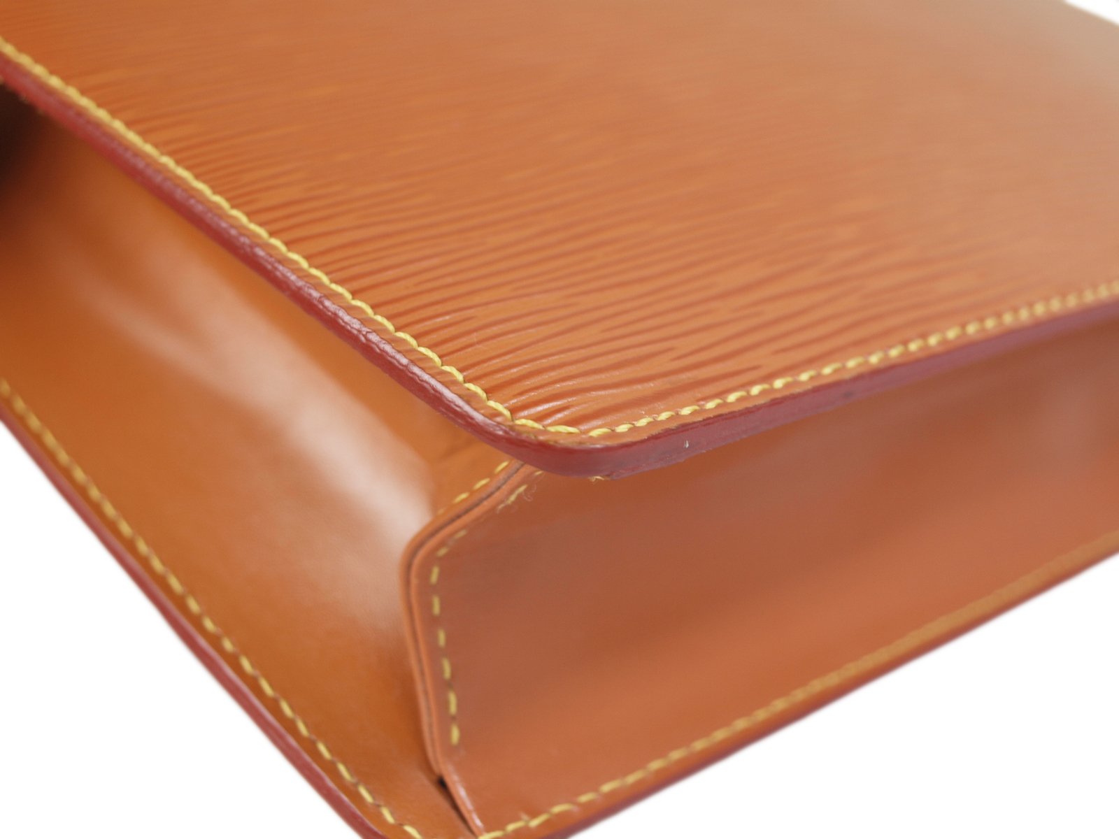 LOUIS VUITTON Pochette Homme Epi Leather Brown Clutch Bag