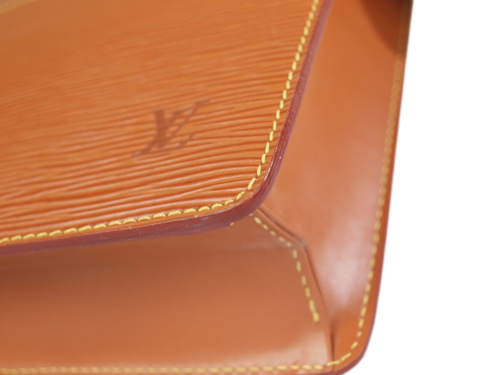 LOUIS VUITTON Pochette Homme Epi Leather Brown Clutch Bag