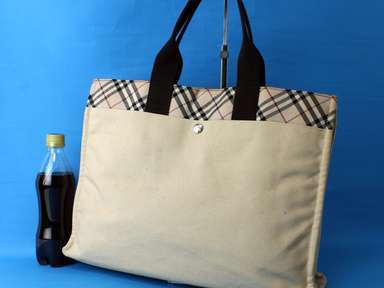 Burberry London Blue Label Beige Canvas Tote Hand Bag Shoulder Bag