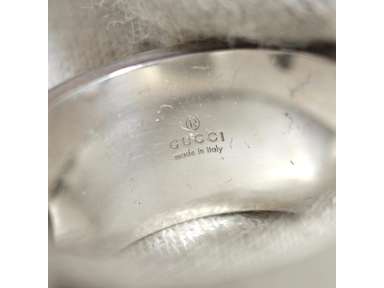 Auth Vintage GUCCI G Logo Cut-out Ring Sterling Silver 925
