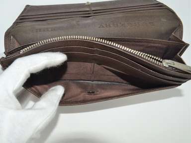 Auth Burberry Beige & Brown Canvas Leather Nova Check Long Auth Burberry Beige & Brown Canvas Leather Nova Check Long