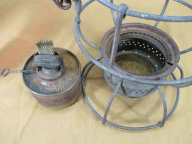 Vtg New York Central Lines Railroad Lantern Red Globe + Burner